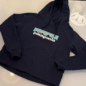 Patagonia Blue Hoodie with Pockets and Logo - size S